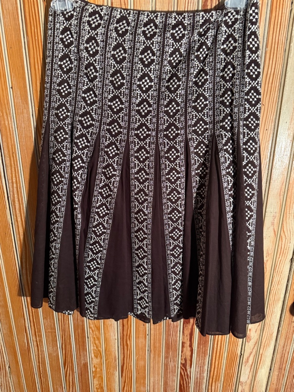 Ann Taylor Brown and Cream Patterned Circle Skirt